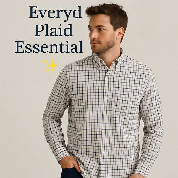 Halogen Men’s Button-Down Shirt XXL Relaxed Fit – Plaid Cotton - Picture 1 of 7